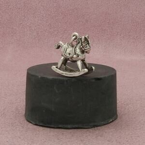 sterling silver vintage 3d rocking horse charm pendant